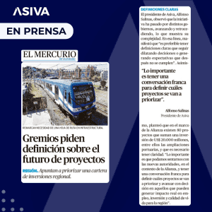 Lee más sobre el artículo ASIVA en medios: Alfonso Salinas, presidente de la asociación, se refirió al proyecto del tren Valparaíso – Santiago en El Mercurio de Valparaíso
